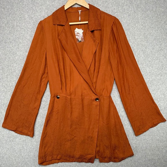 Free People Dresses & Skirts - Free People Simone Dress Women's Orange Rust Viscose Blend Blazer Size Small New